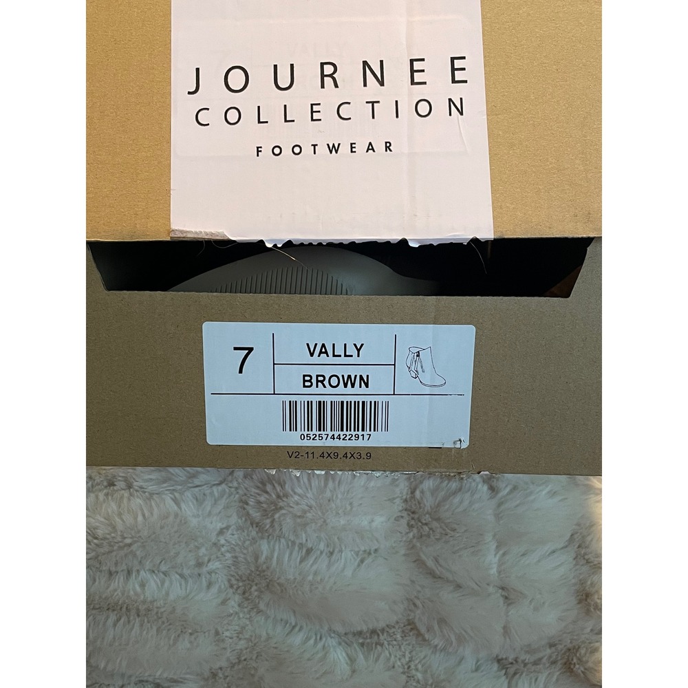 Journee Collection Vally Brown Faux Leather Double Zip Ankle Boots Size 7 NEW - Picture 5 of 5